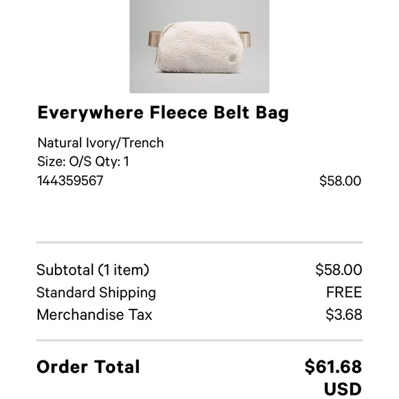 🤍 Ivory / Trench Everywhere Fleece Belt Bag 🤍 - Picture 8 of 14